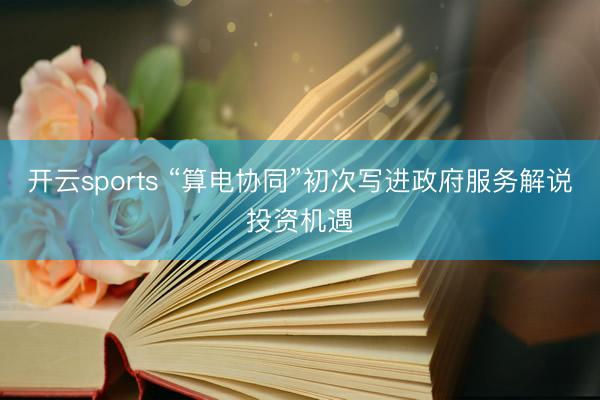 开云sports “算电协同”初次写进政府服务解说投资机遇